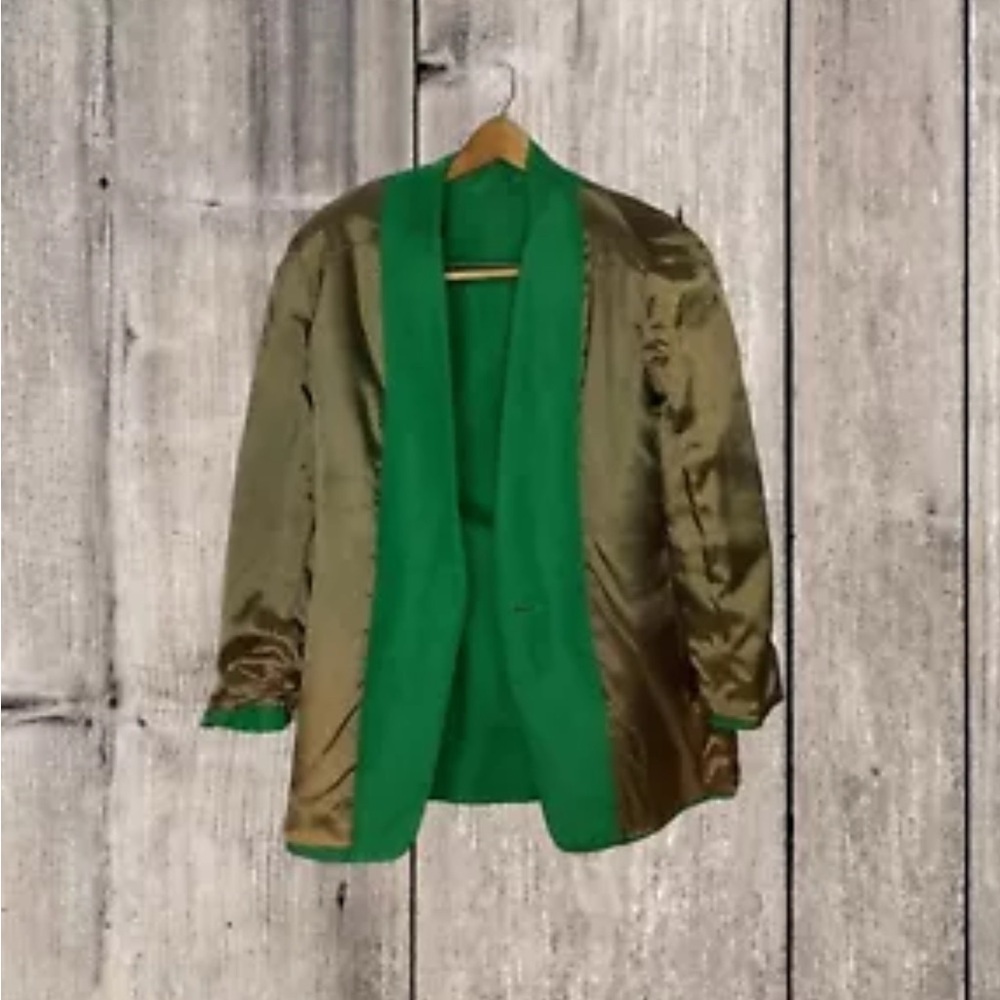 Vintage 80s Womens Size 8 Blazer Linen Blend Kelly Green Lined St Patrick’s Day - Picture 5 of 9